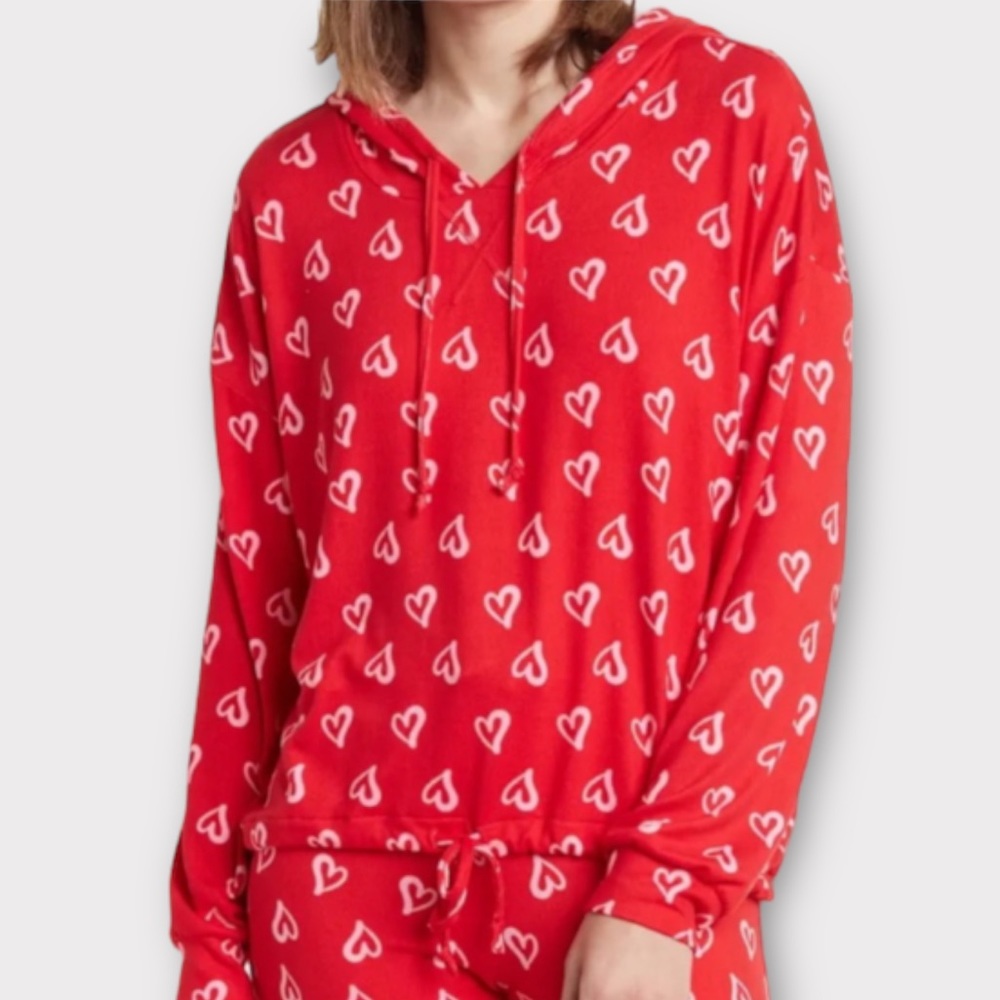 Abound Women’s Hoodie Sweatshirt Small Heart Chinoise Knit Lovecore Cozycore NWT